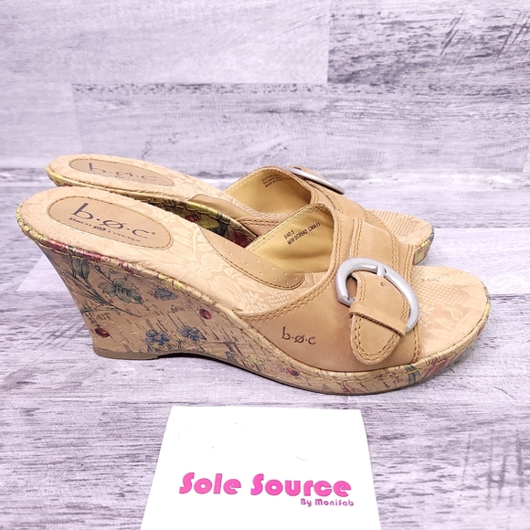 BOC Born Concept Floral Wedge Sandal Beige 9